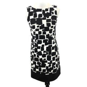 AB Studio Dress Black White Sleeveless Sheath Sz 2